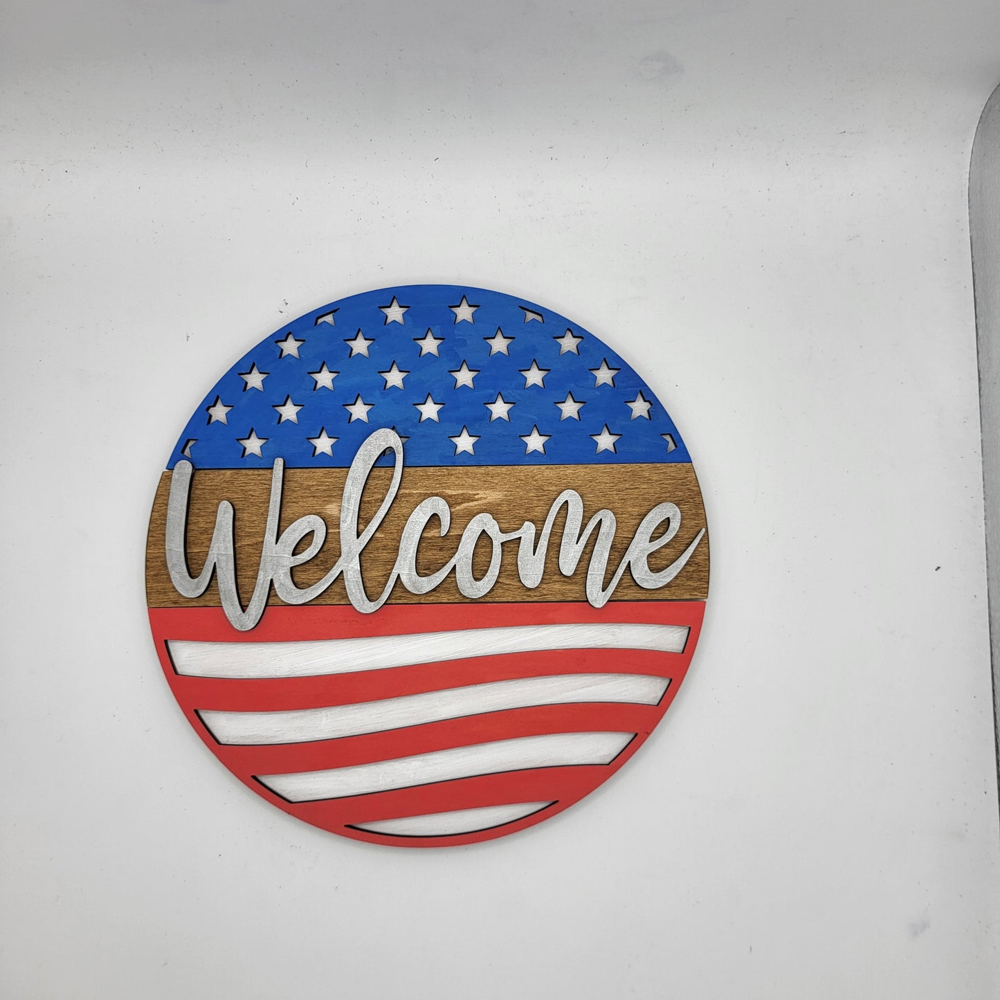 American Flag 8" Welcome Round