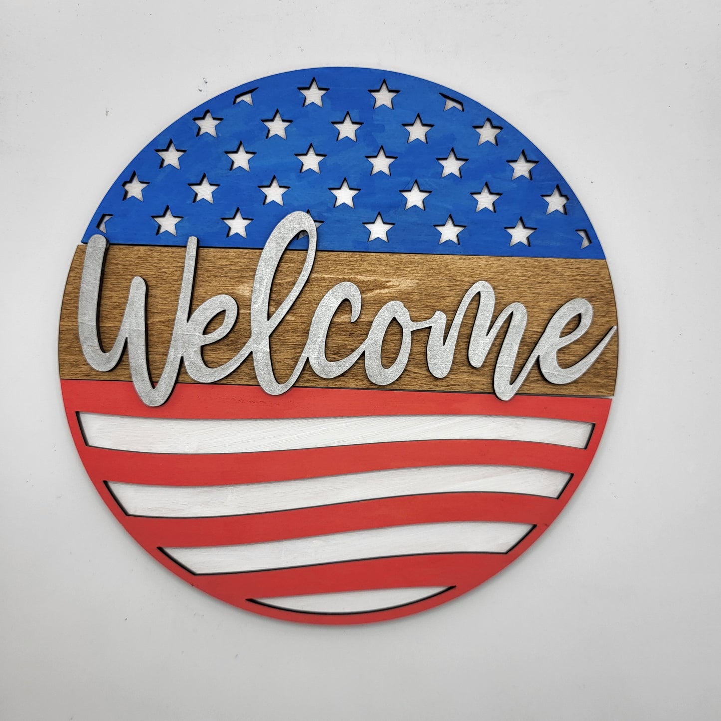 American Flag 8" Welcome Round