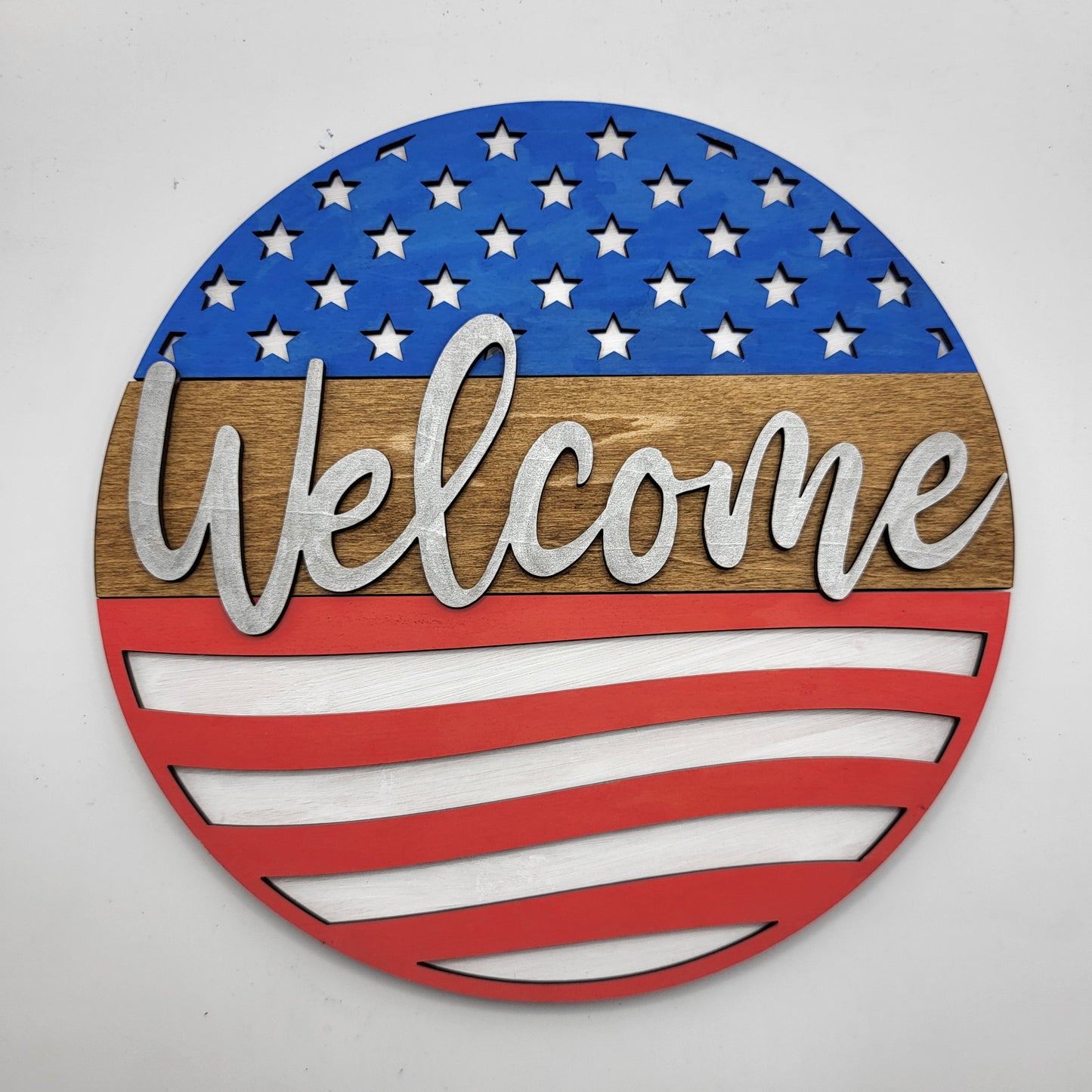 American Flag 8" Welcome Round