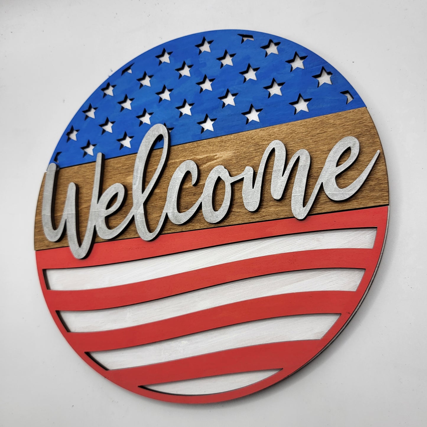 American Flag 8" Welcome Round