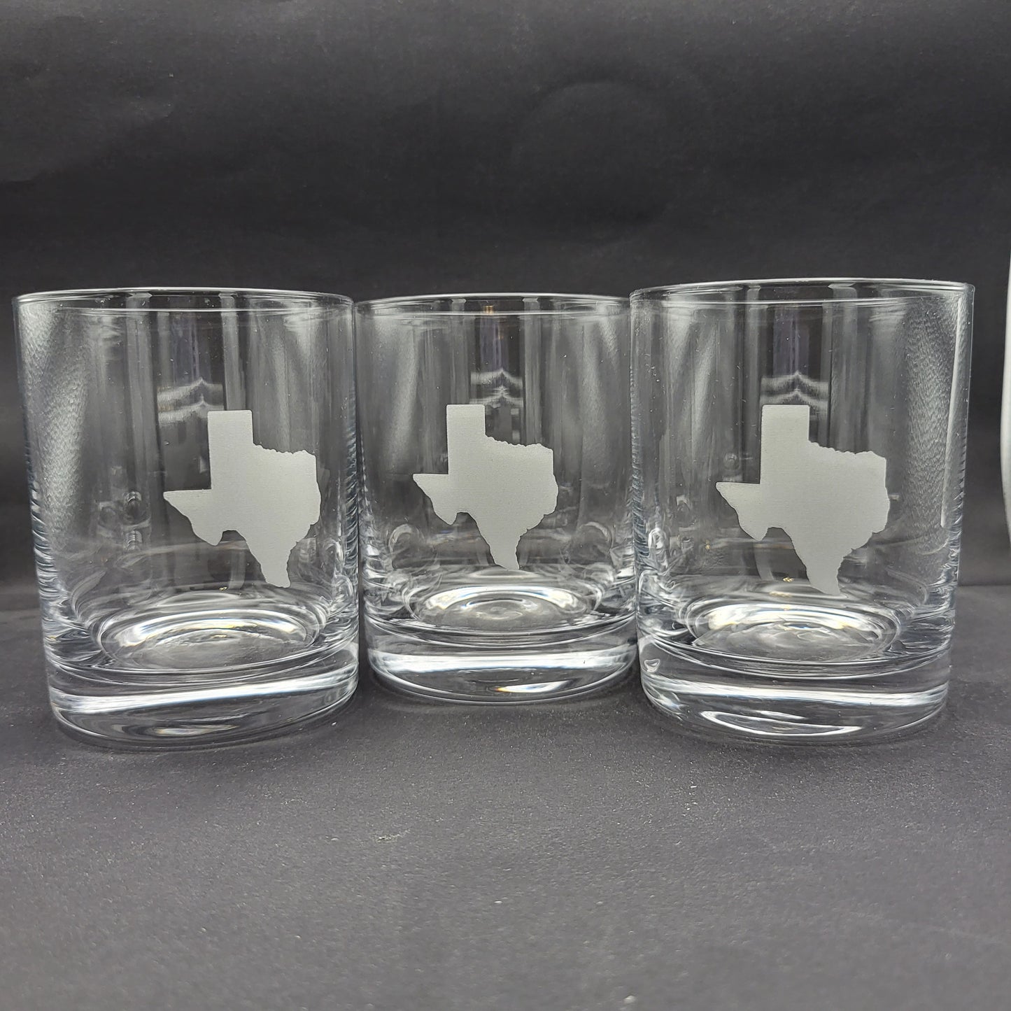 Texas State Outline Etched Glassware