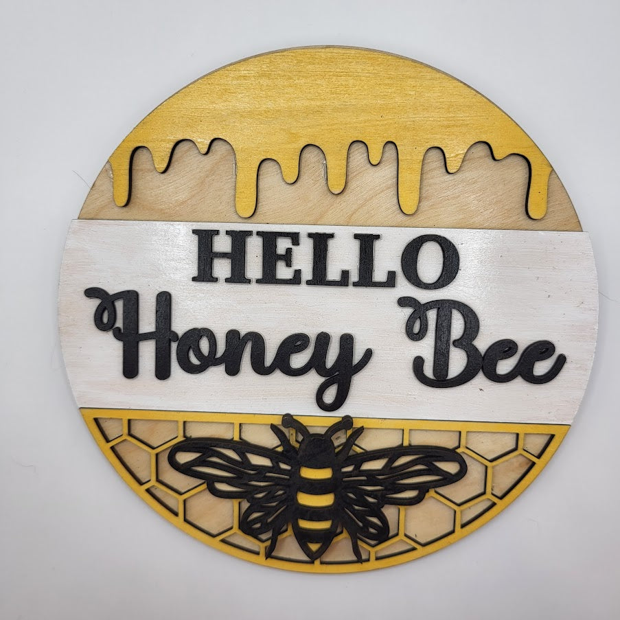 Hello Honey Bee Round Sign