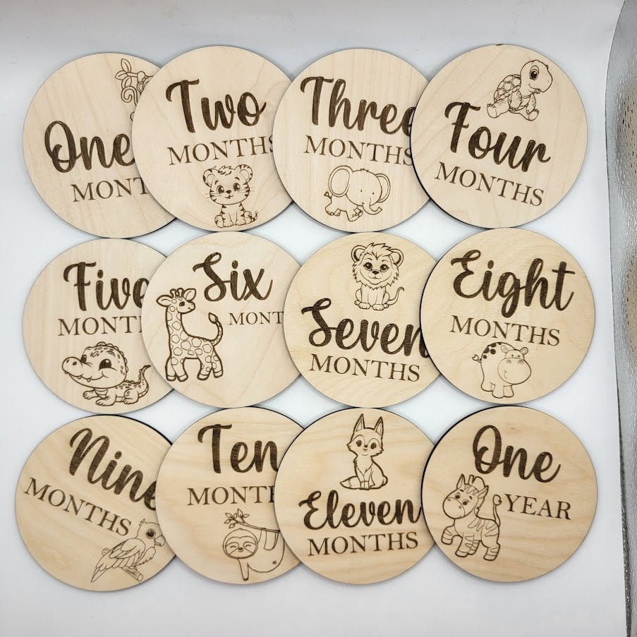 Baby Milestone Month Set Round