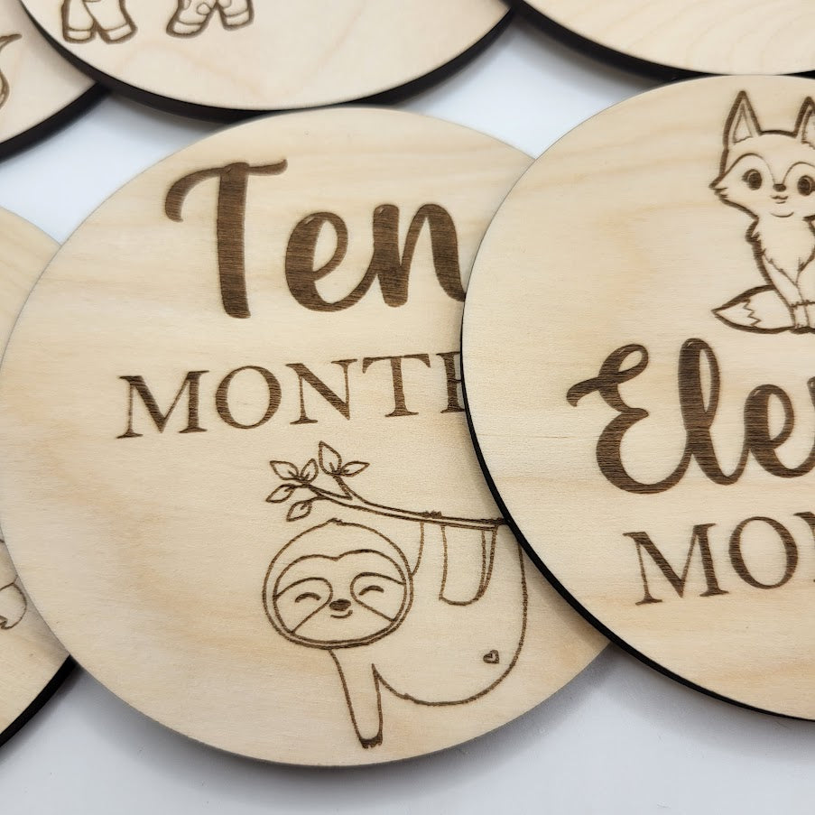 Baby Milestone Month Set Round