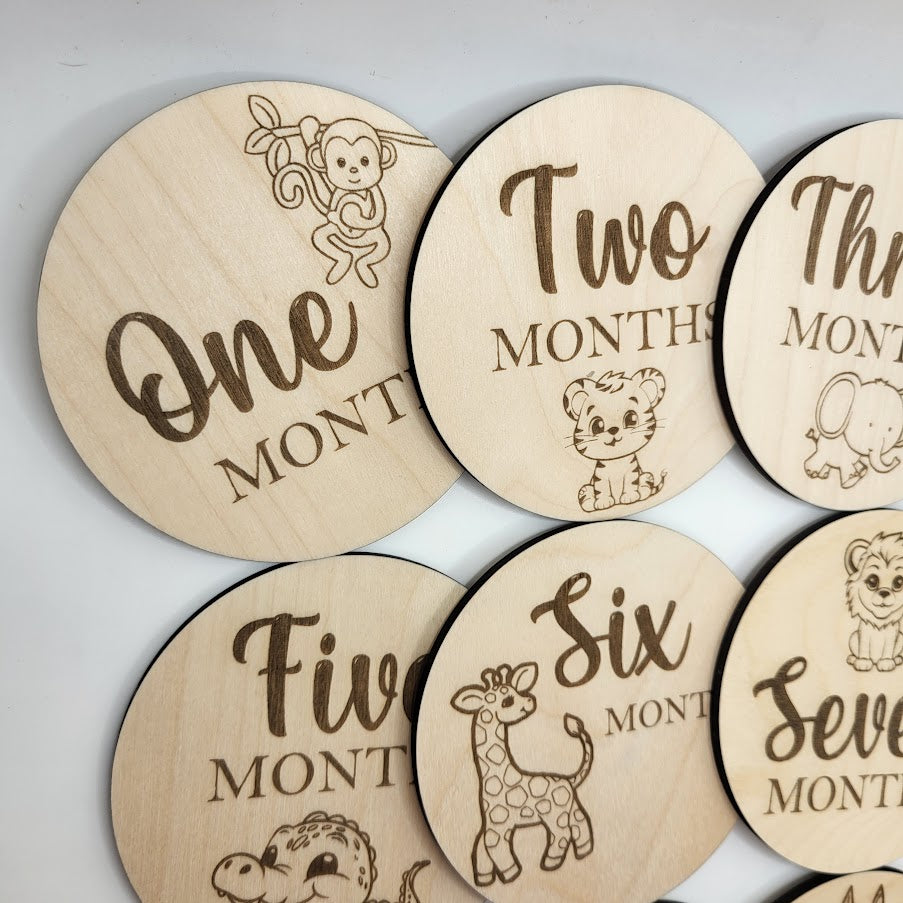 Baby Milestone Month Set Round