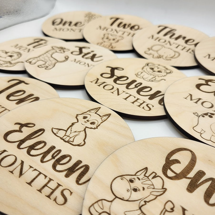Baby Milestone Month Set Round