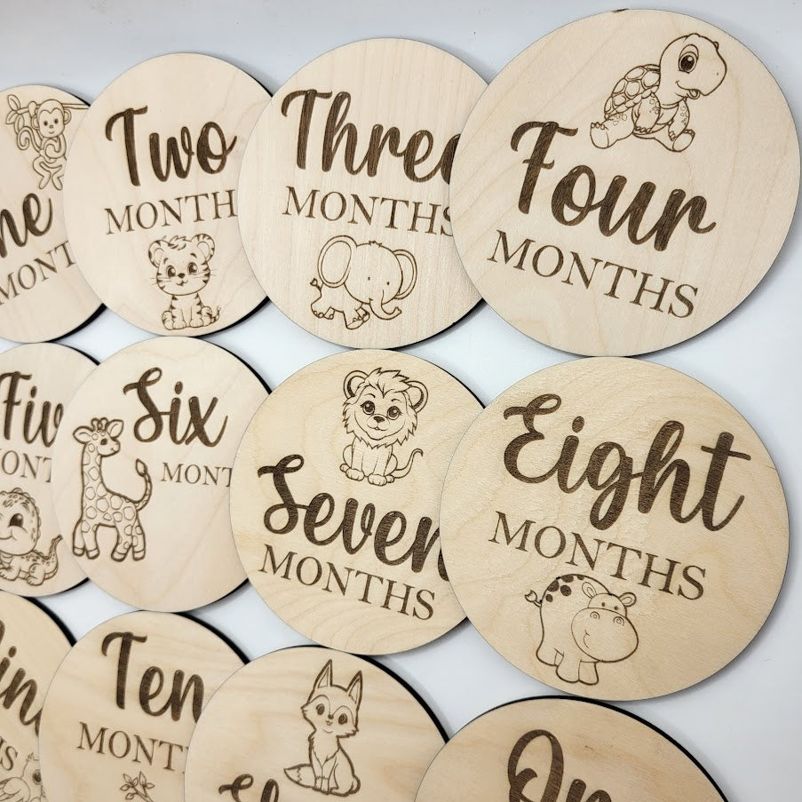 Baby Milestone Month Set Round