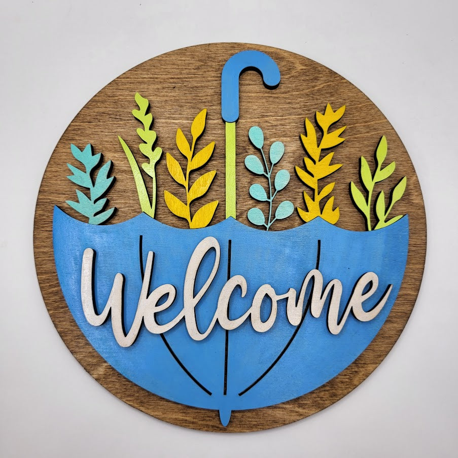 Welcome Umbrella Sign