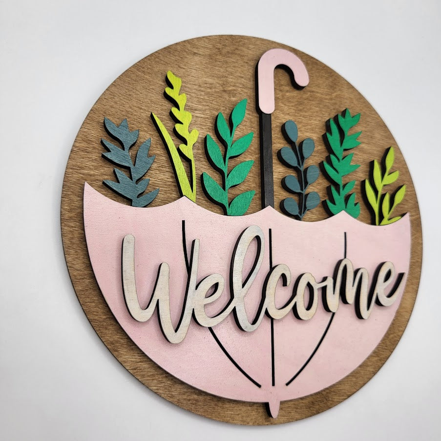 Welcome Umbrella Sign