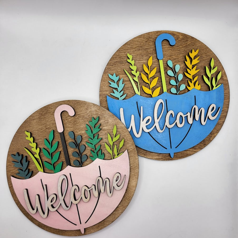 Welcome Umbrella Sign