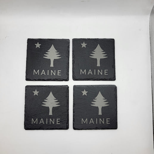 Maine State Flag Coaster Set