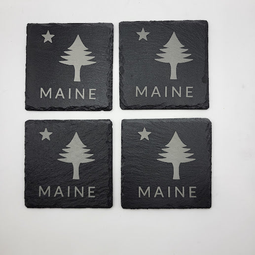 Maine State Flag Coaster Set