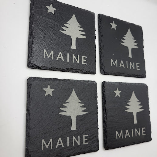 Maine State Flag Coaster Set