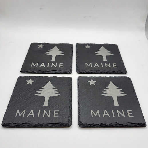 Maine State Flag Coaster Set
