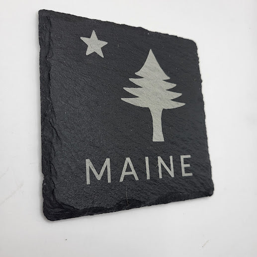 Maine State Flag Coaster Set