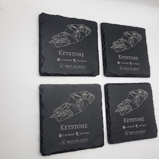 Keystone Mountain Slate Coaster Set