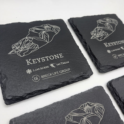 Keystone Mountain Slate Coaster Set