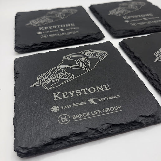 Keystone Mountain Slate Coaster Set