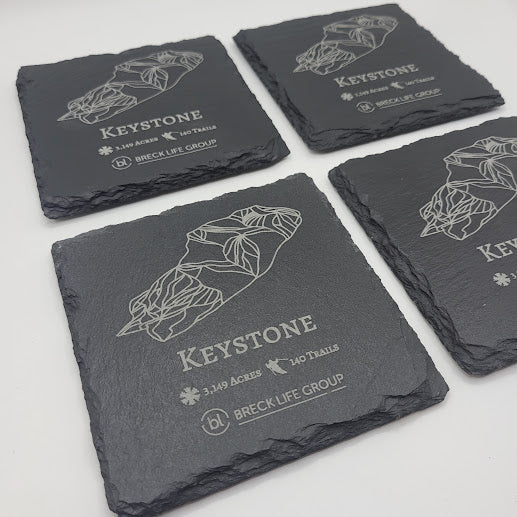 Keystone Mountain Slate Coaster Set