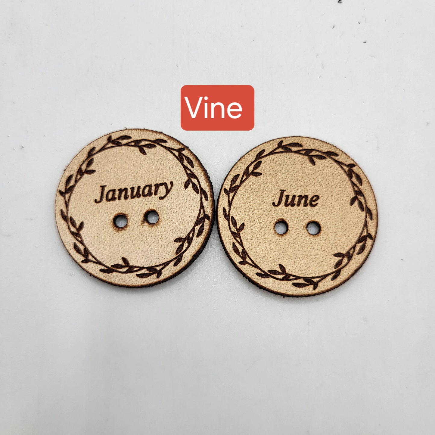 Round Leather Month Tags