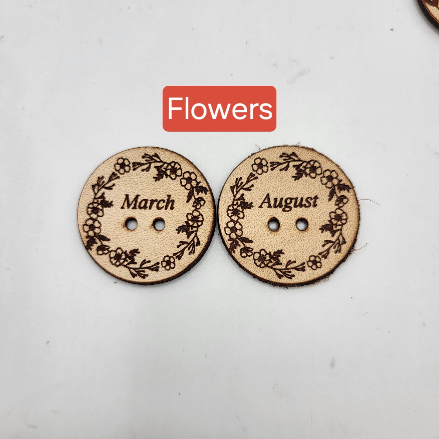 Round Leather Month Tags