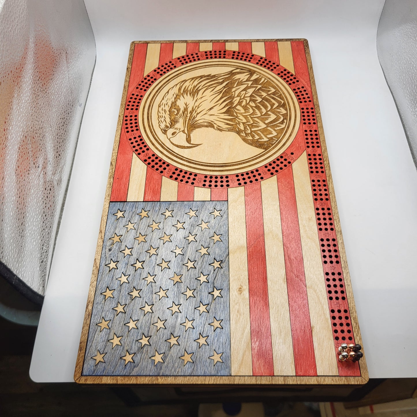 US Flag Cribbage Board