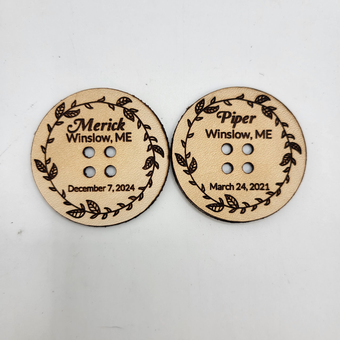 Leather Round Button
