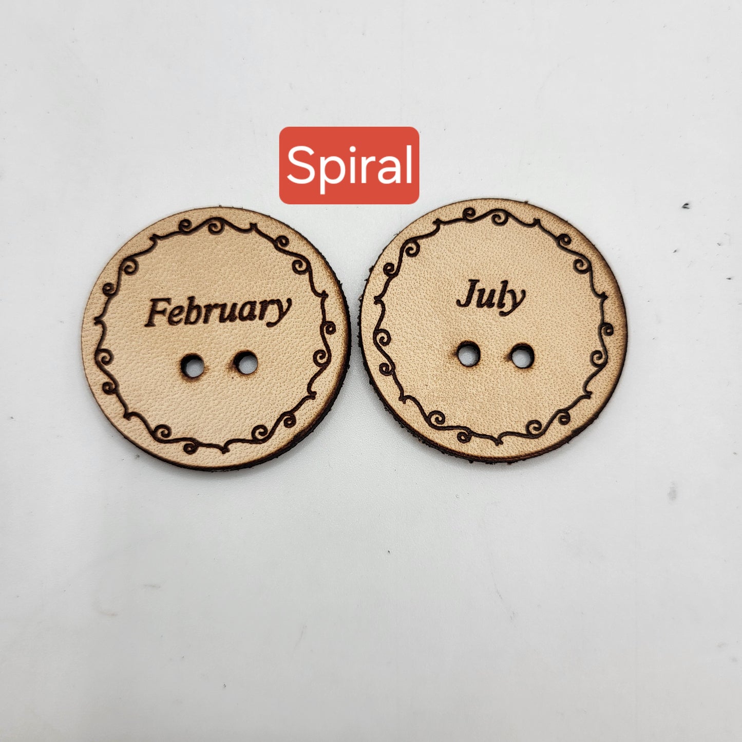 Round Leather Month Tags