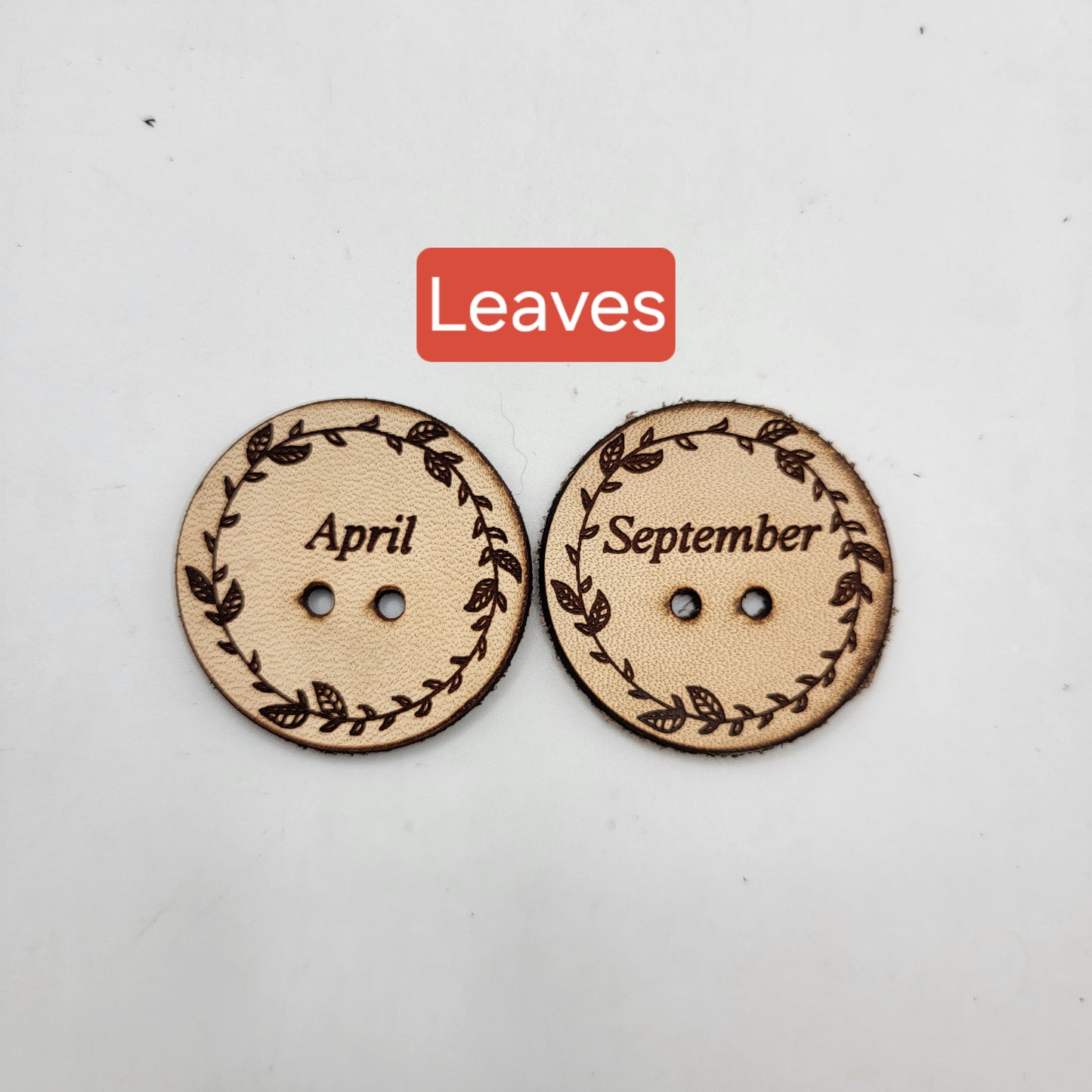 Round Leather Month Tags