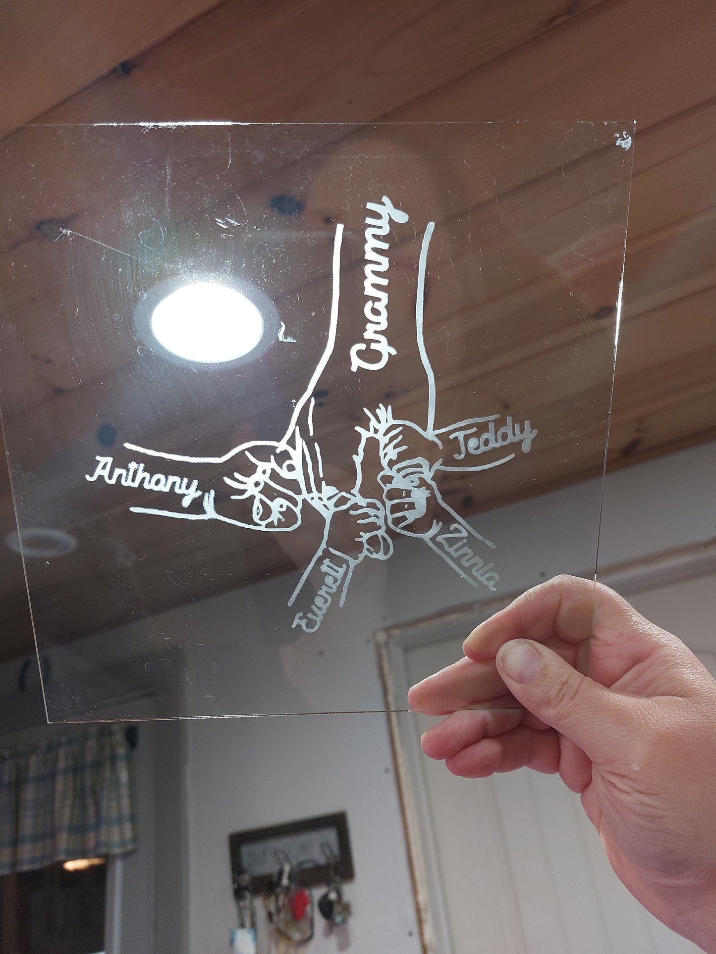 Custom etched shadow box