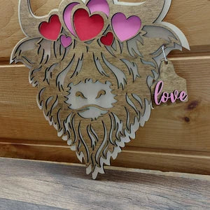 Highland Cow Valentines Day sign