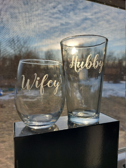 Wedding glassware - Initials and names