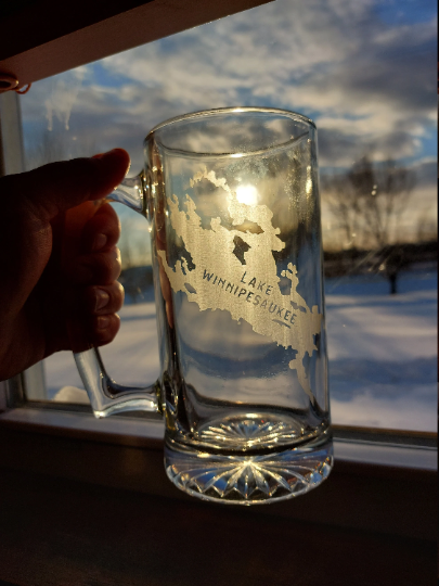 Lake Winnipesaukee Etched glassware