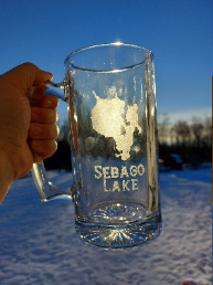 Sebago Lake etched glassware