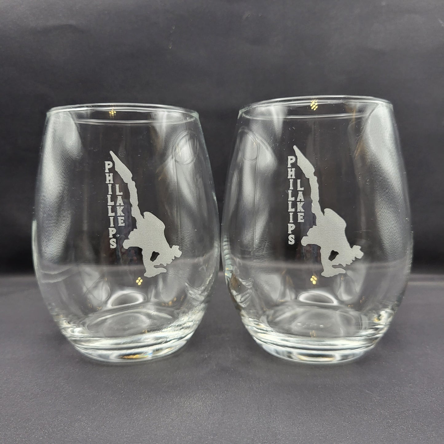 Custom lake etched glassware