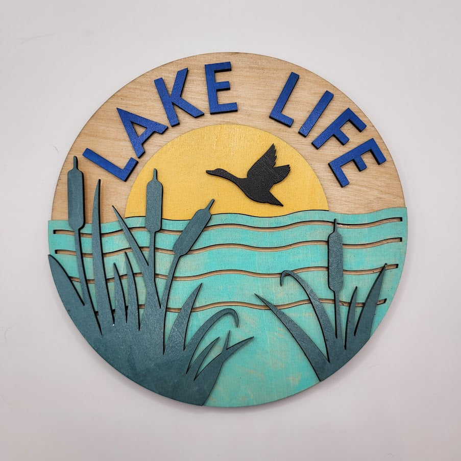 Lake Life Round Sign