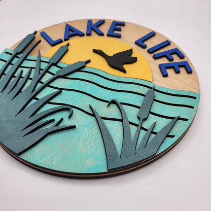Lake Life Round Sign