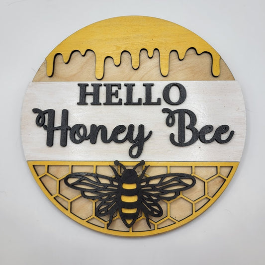 Hello Honey Bee Round Sign