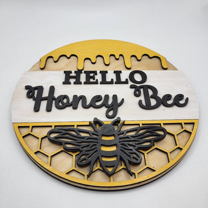 Hello Honey Bee Round Sign
