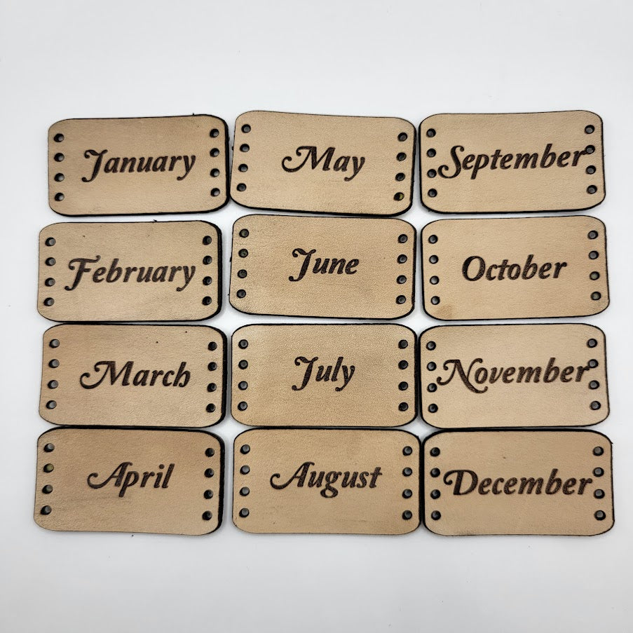 Temperature Blanket Leather Month Tags