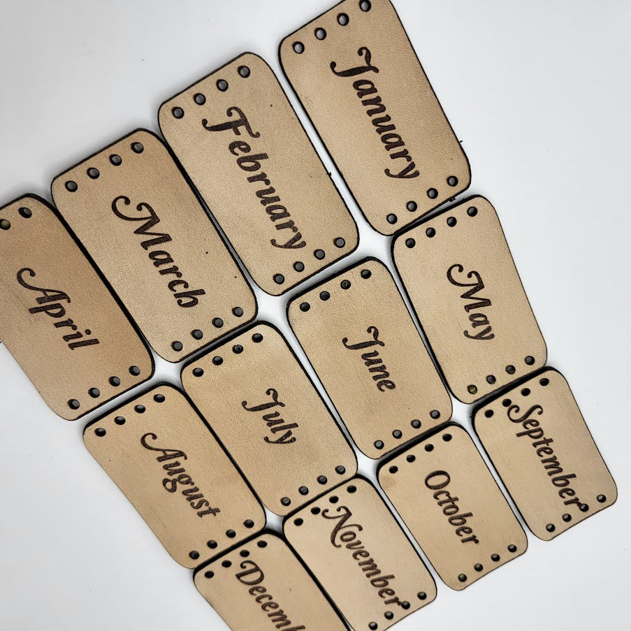 Temperature Blanket Leather Month Tags