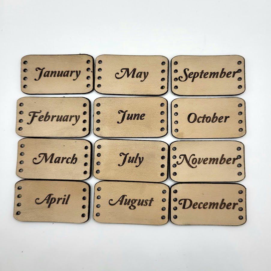 Temperature Blanket Leather Month Tags