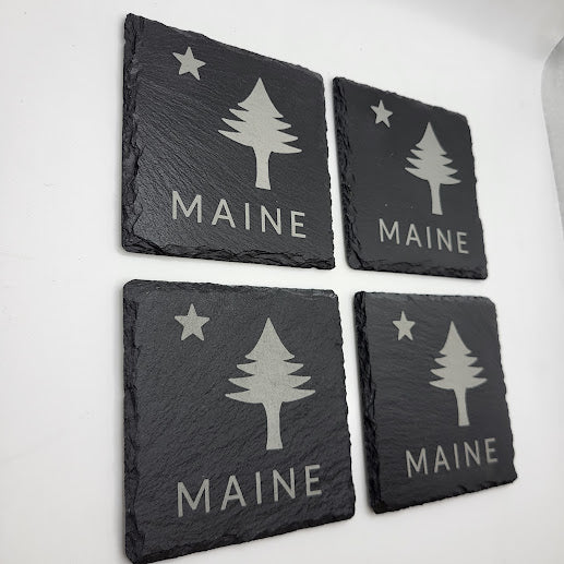 Maine State Flag Coaster Set