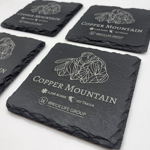 Copper Mountain Slate Coaster Set