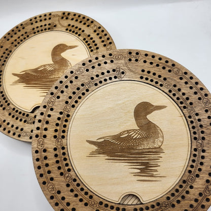 Two Track Round Cribbage Board