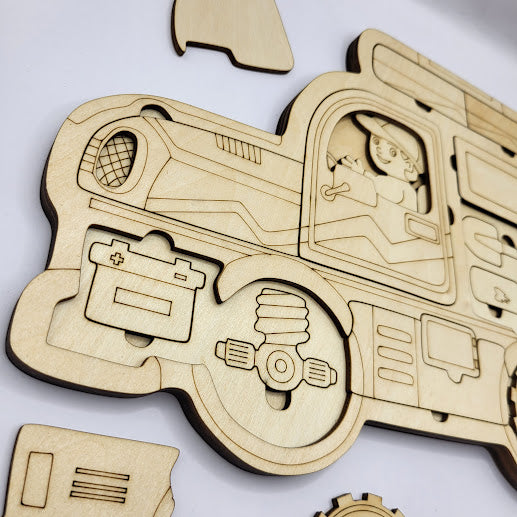 Car Puzzle 3 Layer Basswood