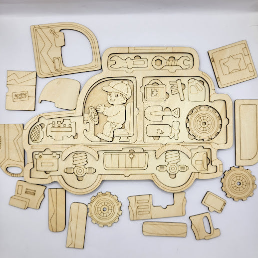 Car Puzzle 3 Layer Basswood