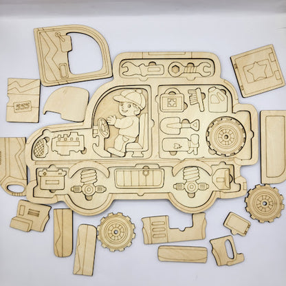 Car Puzzle 3 Layer Basswood