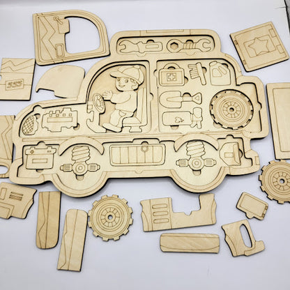 Car Puzzle 3 Layer Basswood