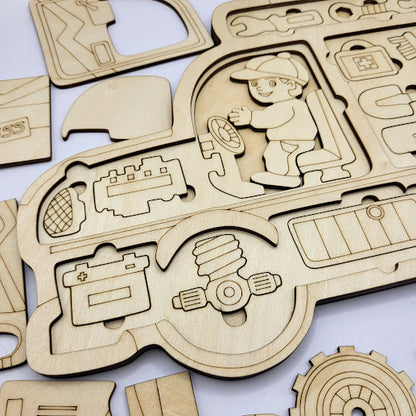 Car Puzzle 3 Layer Basswood